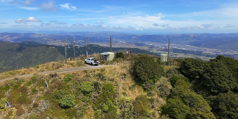 Mt Climie Huts - drone shot looking south-west to Wellingon city - 6 February 2025